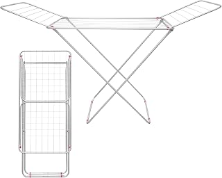 SG Traders Clothes Drying Rack - Winged Clothes Horse Airer 18m Laundry Dryer Rail Rack Large Clothing Drying Stand Indoor Outdoor Foldable Easy Storage Metal Silver Clothes Airer Clothes Dryer Rack