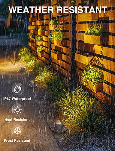 Sunvie 12W Low Voltage Landscape Lights Waterproof Outdoor In-Ground Lights Shielded Led Well Lights 12V-24V Warm White Landscape Lighting For Pathway Garden Fence Deck, 8 Pack With Wire Connectors #TOP4