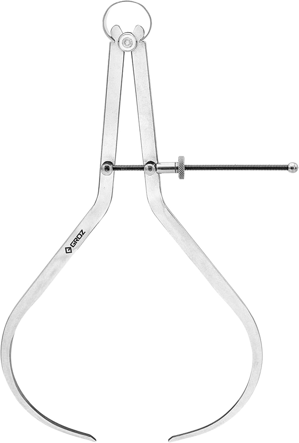 Groz 01415 12" Spring Outside Caliper, Matte Finish, with Solid Nut