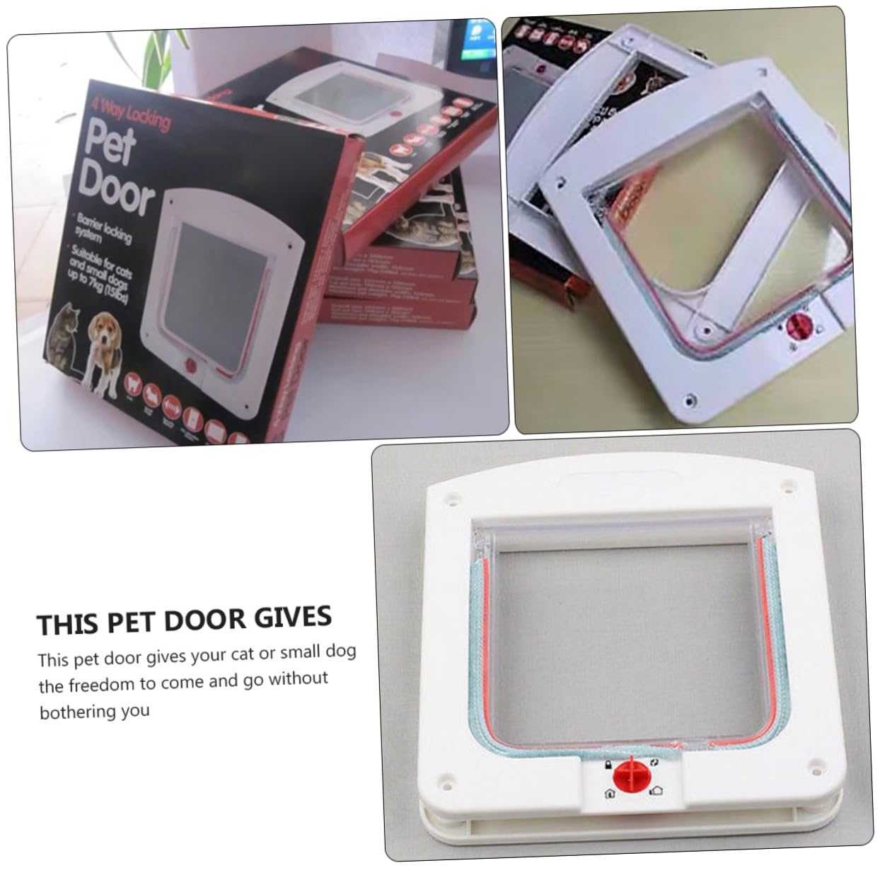 Lot de 2 Portes à Chatière pour Animaux Domestiques, Compatibles Chiens et Chats, pour Portes Intérieures, Installation Rapide Système de Commande