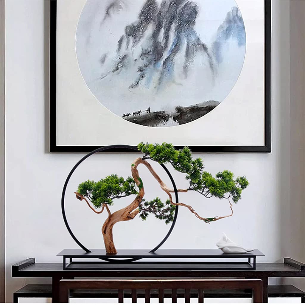 Plantas Artificiales, árboles Artificiales de Estilo Chino, pinos acogedores, Marcos de Metal, Figuras de cerámica, Decoraciones para Salas de Estar y oficinas, Pino bonsái.