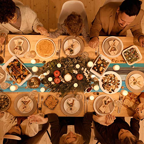 Linen Burlap Rustic Table Runners 13X70 Inches Long Dresser Scarfs, Retro Barn Wood Brown Teal Table Runner Farmhouse Style For Coffee Table, Holiday Parties, Wedding, Events Dinner, Home Decor #TOP4