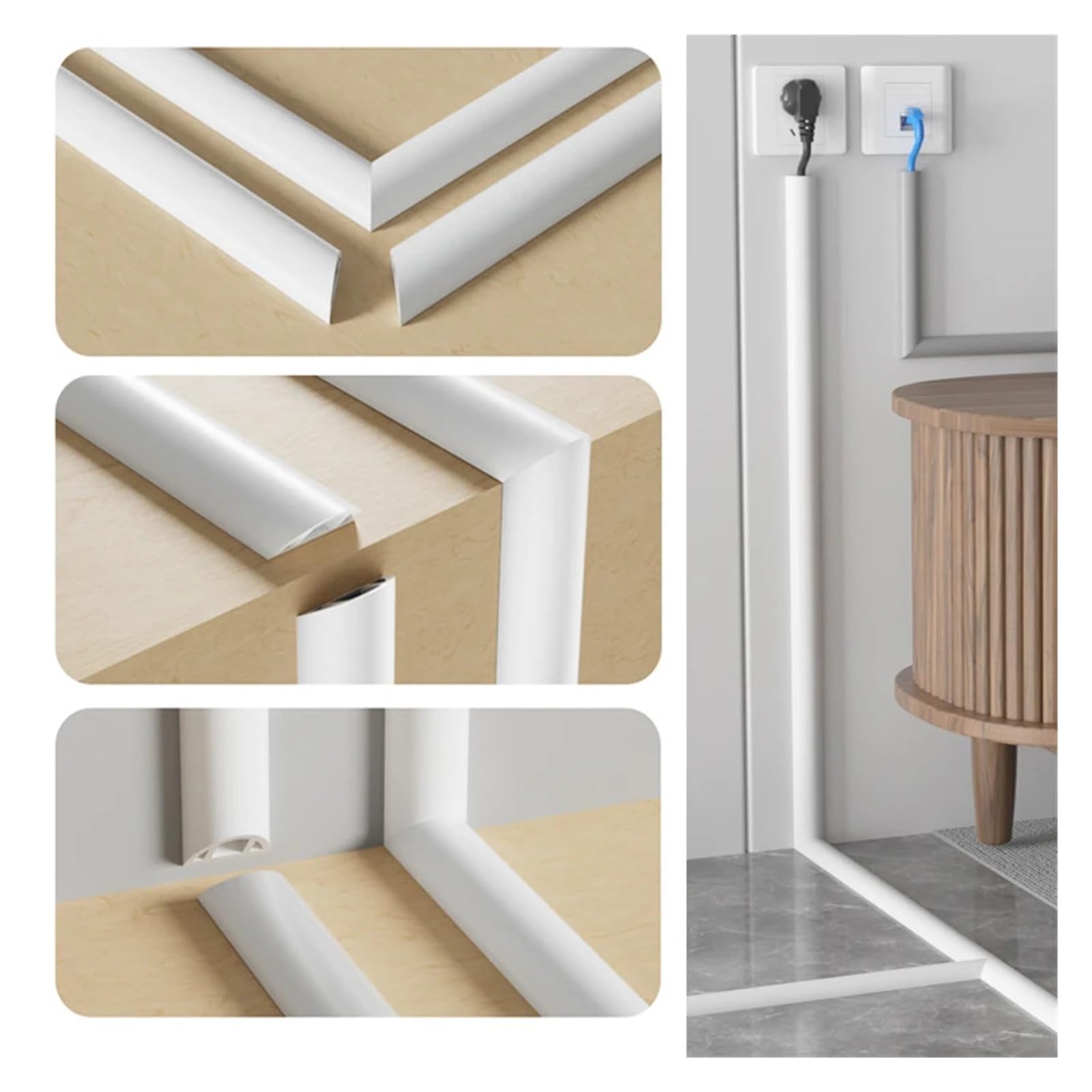 1 m weicher PVC-Schutz for den Boden, Kabelkanal, Kabelverdeck, Kabelversteck, Kanalwandkabel-Abdeckungshülse for Verstecken von TV-Kabeln an der Wandhalterung für das Heimbüro(D40 Brown)