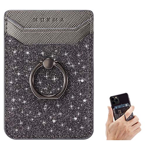 Lnobern スマホ カードポケット スマホ 背面 カードホルダー 貼り付け 背面収納カードホルダー PUレザー カード入れ リング付き 落下防止 スマホケースカード収納 全機種対応