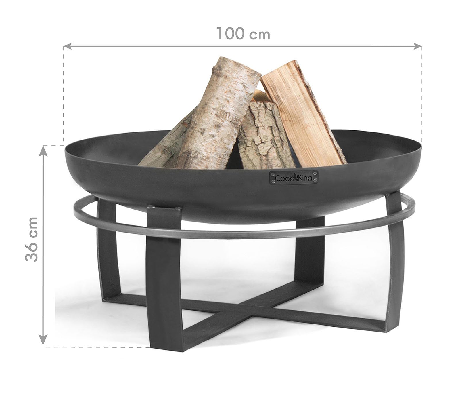 CookKing Viking Feuerschale 100 cm 2 mm Naturstahl Feuerstelle und Grill