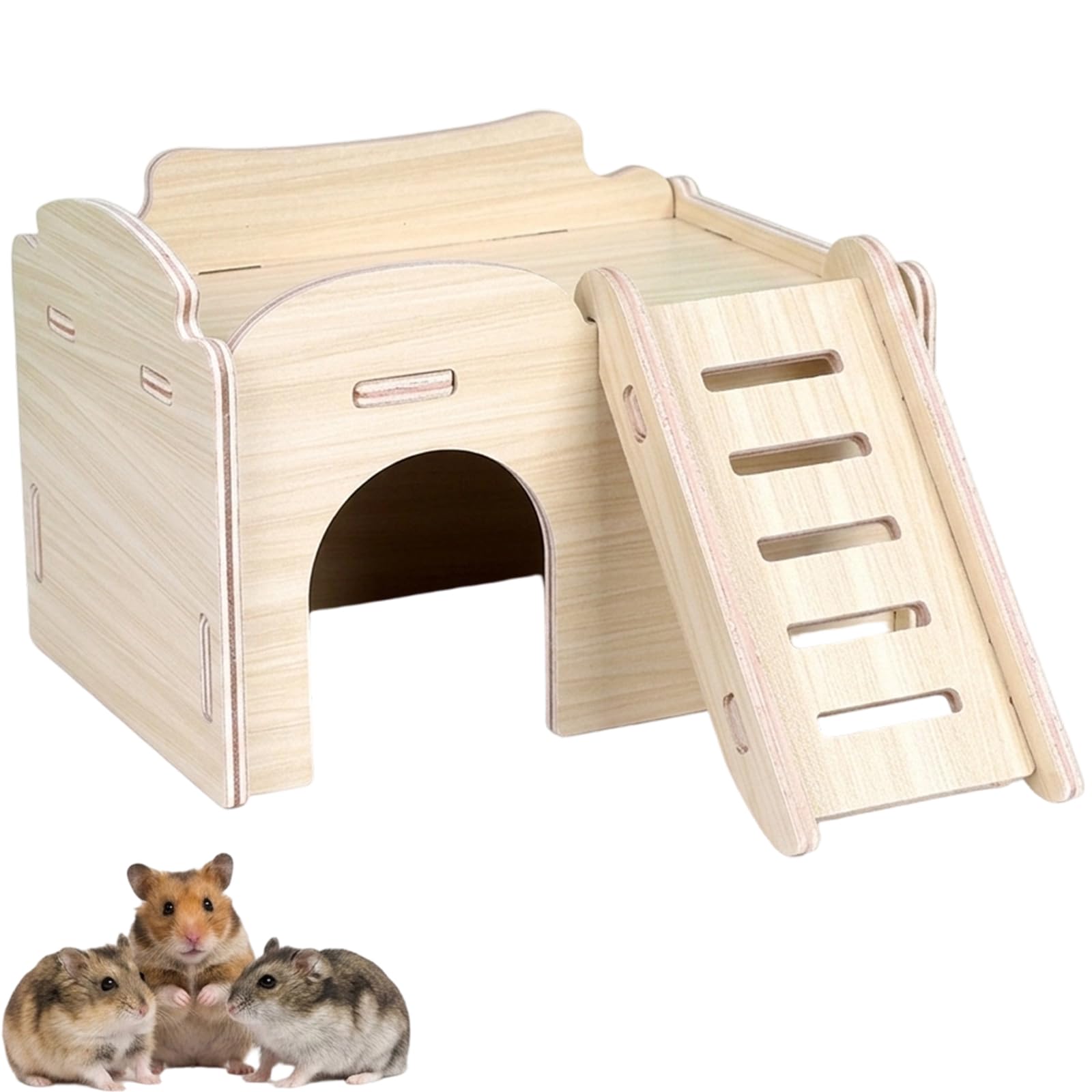 CtiUjdx 1 Pcs Hamster House, Hamster Hide and Hamster Cage Accessories for Syrian Hamsters, Spacious Hamster Bed with Multi-Chamber Hideout and Playground Platform Design
