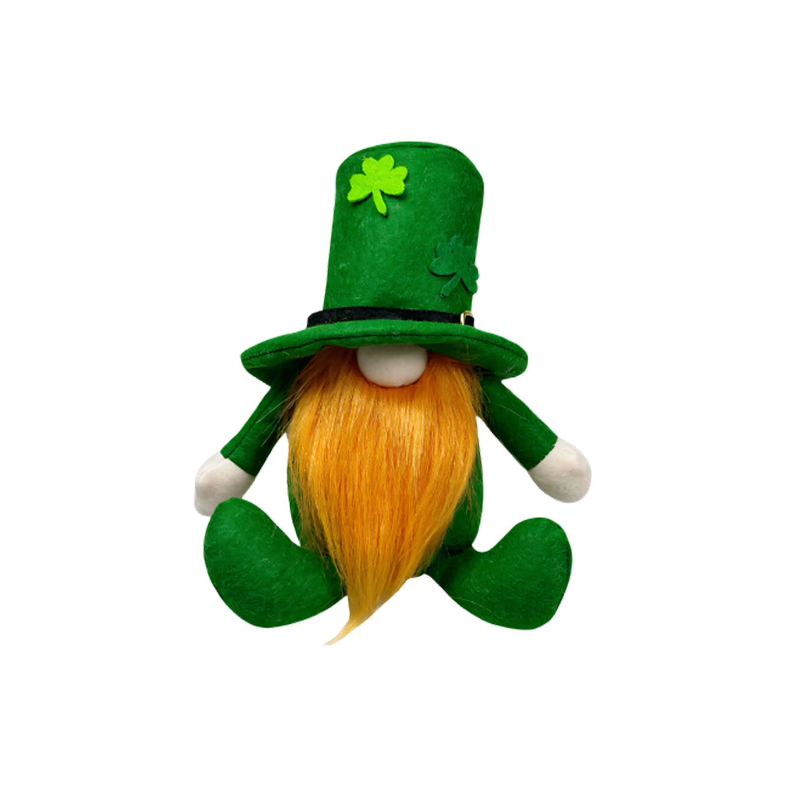 CAZSTYK Irish Festival Green Leaves Face Less Shamrocks Gnomes Doll Soft Cloth Decoration for Holiday Party Home Patricks ' s Day