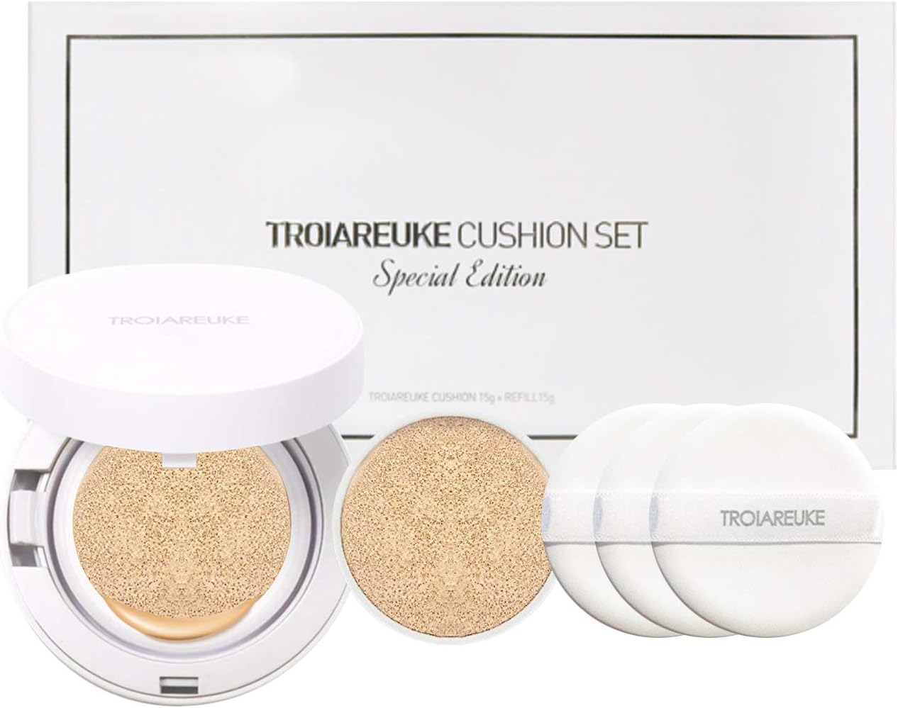 TROIAREUKE H+ / A+ / Seoul Cushion Foundation & 2 Refill Set, 21,23 Beige - SPF50+ PA++++ Healing Skincare Cushion (A+#21 Refill+1)