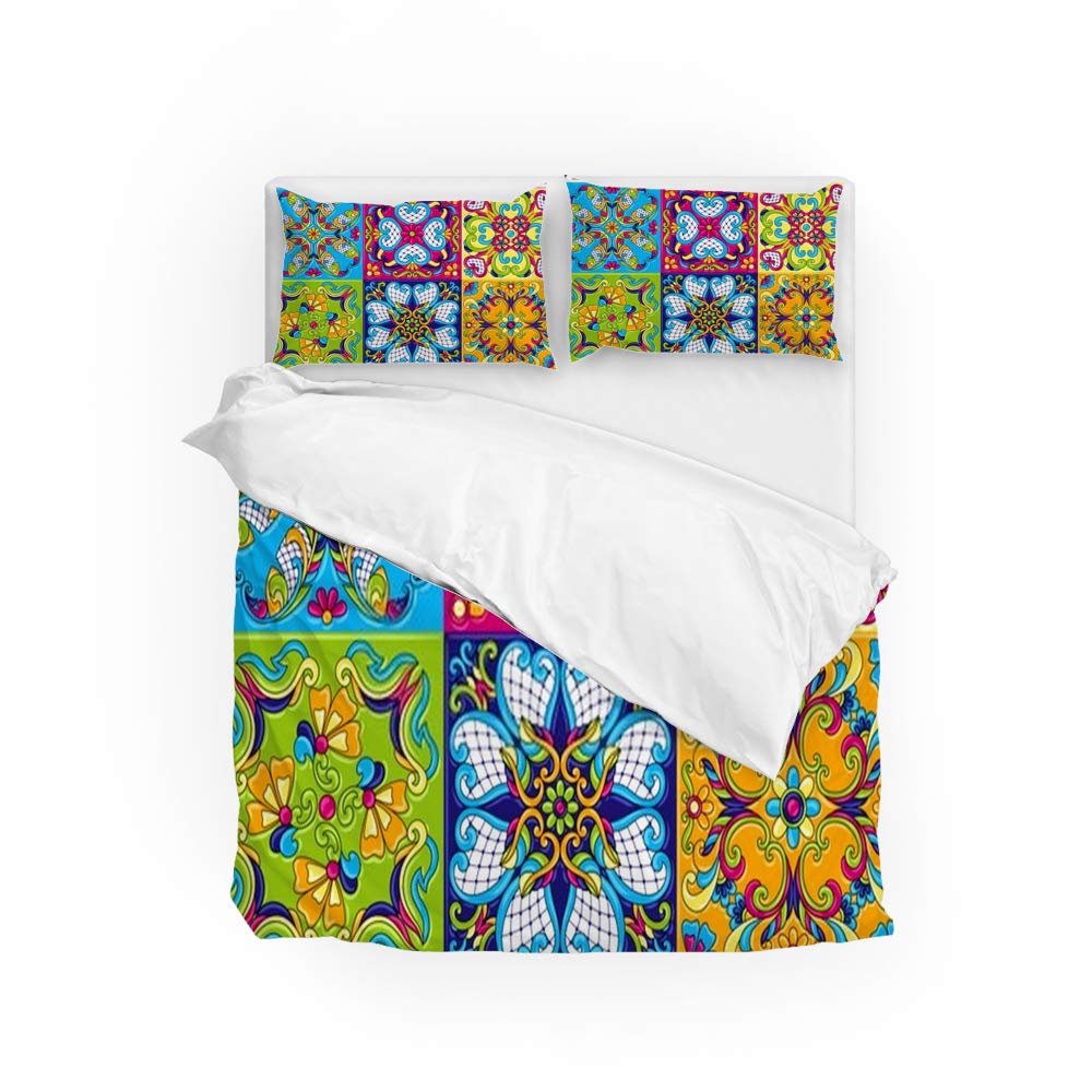 Housse de couette lit 1 personne microfibre motif mexicain pour retrouver un sommeil réparateur