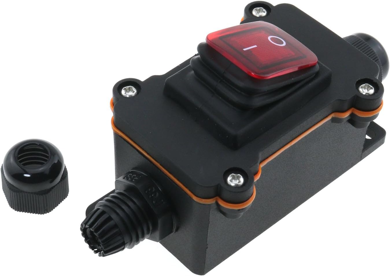 Waterproof Plug-in Wire Switch and Accessories DPST 12V-250V AC/DC Outdoor Junction Box Double-sided Plug Toggle Rocker Switch with Red Indicator Light For Electrical Appliances image 2