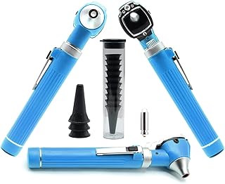 AAProTools Mini Otoscope Kit Student Home Use Led Bright Light Ent Otoscope Pocket Size Sky Blue Plus 1 Extra Replacement Bulb Plus 10 Specula