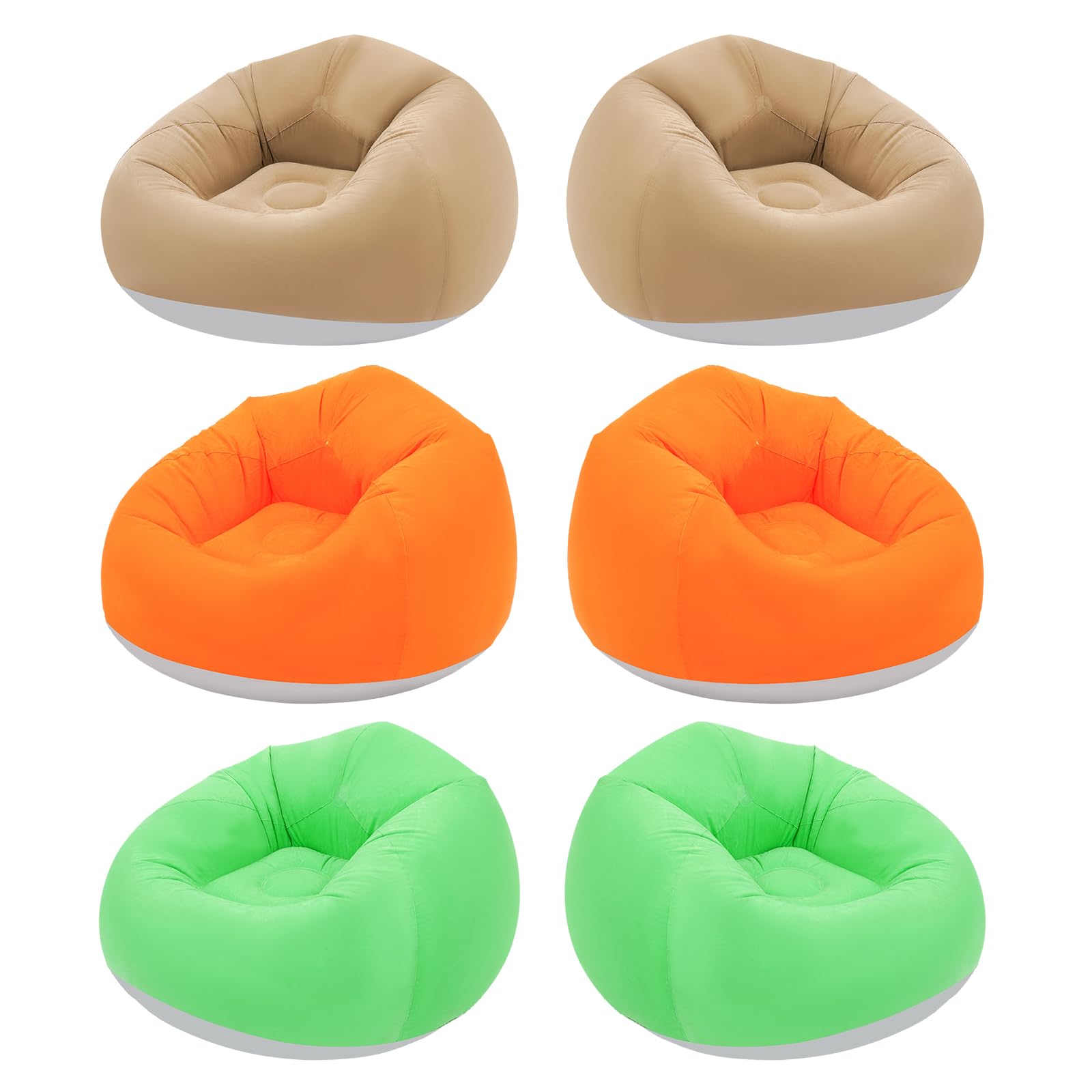 6 Pcs Inflatable Bean Bag Chairs with Pump, Blow up Couch for Kids &amp; Adults