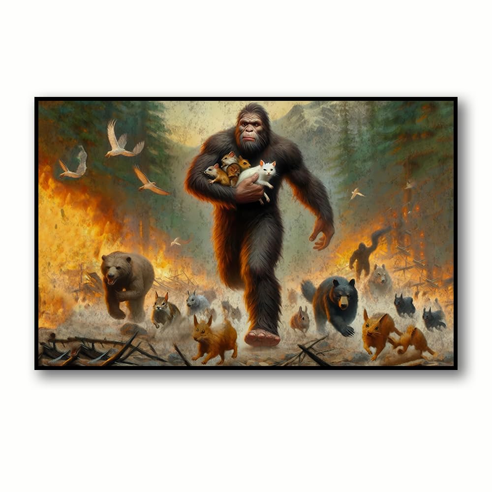 Amazon.com: Decorlion Poster Canvas Wall Art - Sasquatch Saves