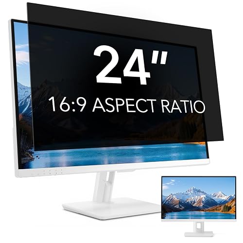 QOYZINE 24 inch Computer Privacy Screen Filter for 16:9 Aspect Ratio Widescreen Monitor,24in Curved Computer Monitor Privacy Shield Anti Glare Eye Protection, Anti-Scratch Removable Protector Film