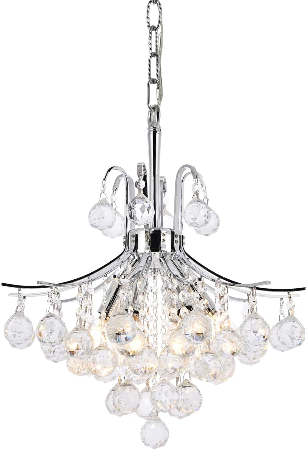 Pemberly Row Contemporary 16" 6-Light Royal Crystal Chandelier, Modern Indoor Lighting, Durable Frame, Compact Design, Elegant Fixture for Bedroom, Kitchen, or Small Dining Spaces