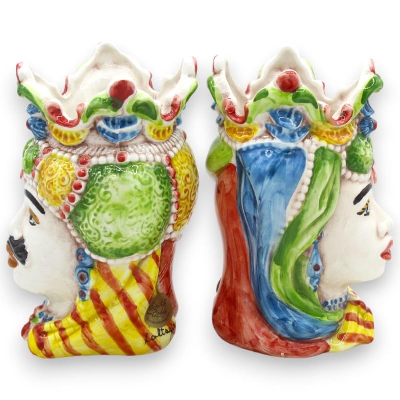 Cabezas moriscas sicilianas de emiri decorativas de cerámica de Caltagirone 5