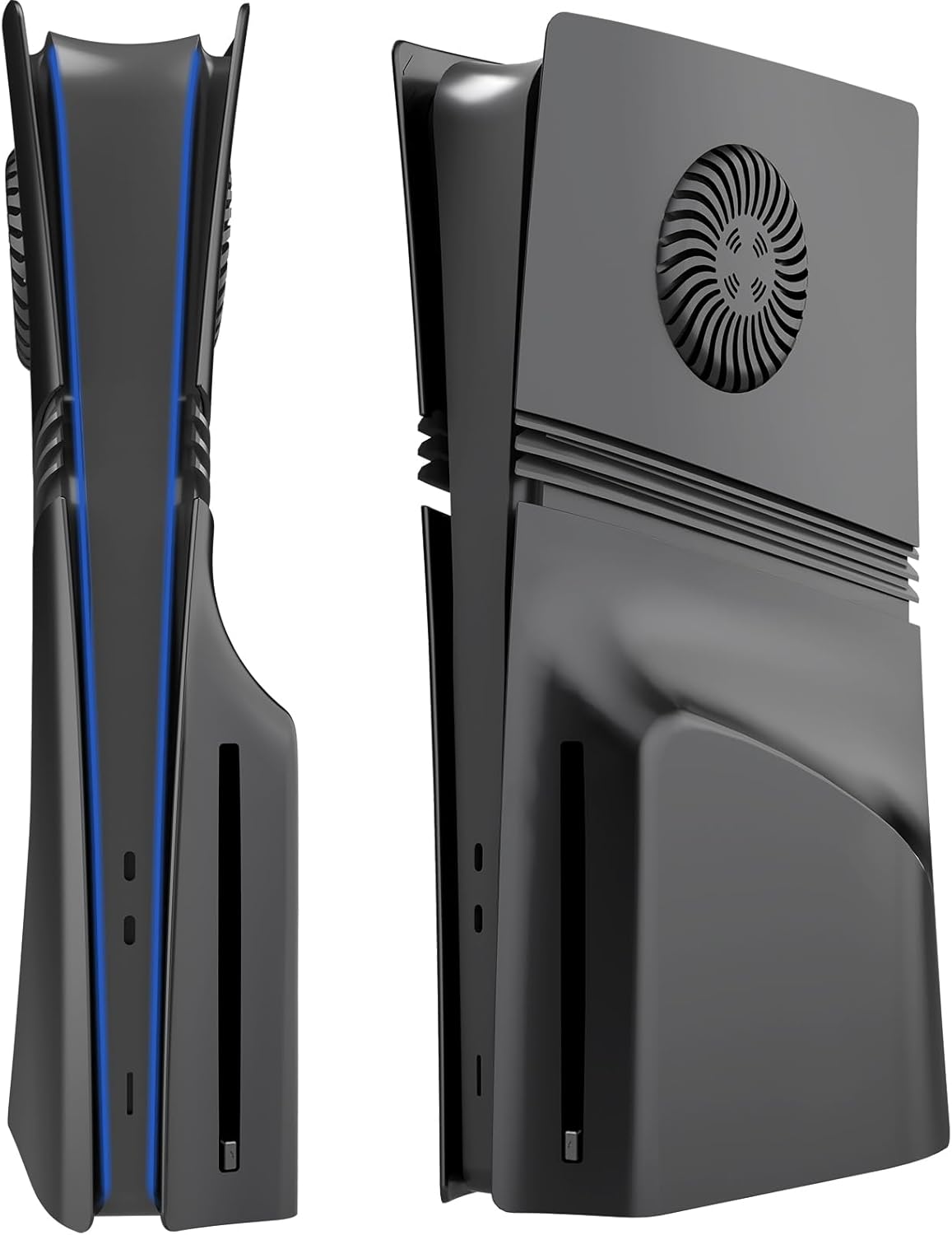 PEYANZ Faceplate for PS5 Pro (Disc Edition), Cover Plate, ABS Shell with Heat Dissipation, Matt Skin, Includes 2 Silicone Controller Covers (Black+) - Image 4