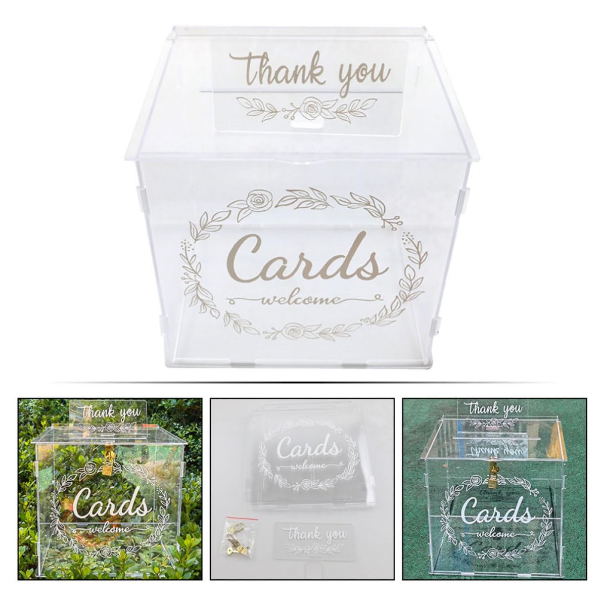 Große für Erinnerungen und Geldgeschenke mit Schloss für Acryl Kartenbox Elegante Hochzeitsbox für Karten und Geld Aufbewahrung bei Feierlichkeiten