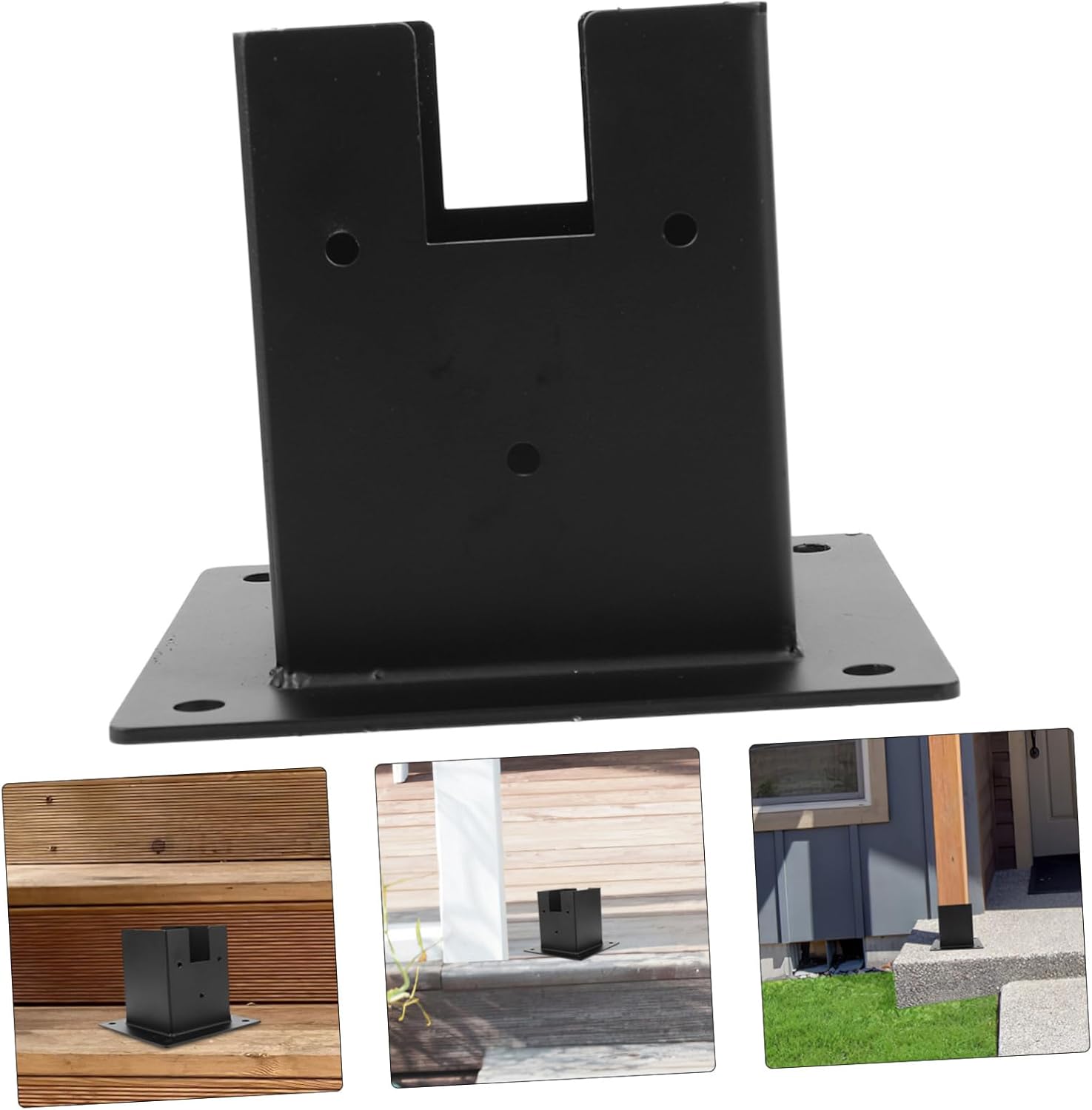 1set Heavy Duty Mailbox Post Base Protector Deck Railing Support Bracket for Fence Mailbox Post Base Sturdy Construction Easy to Install