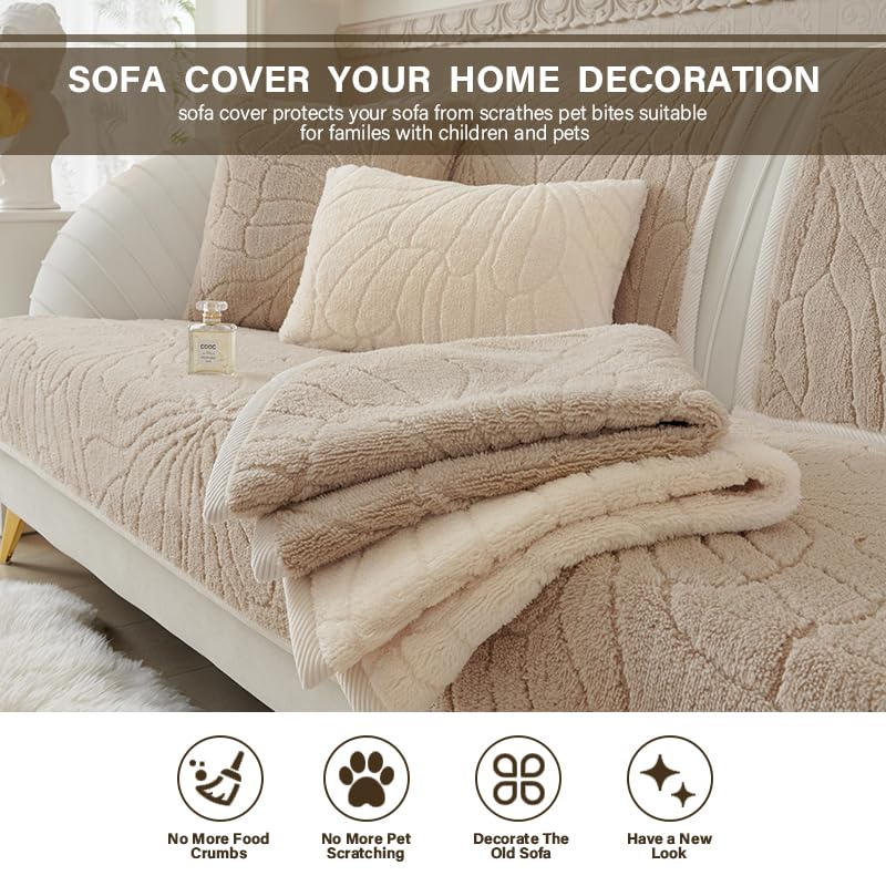 Funda de sofá de felpa gruesa para mantener el salón cálido y confortable 5