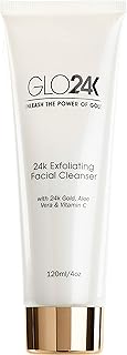 GLO24K Exfoliating Facial Cleanser with 24k Gold, Aloe Vera, and Vitamins. For a Radiant and Fresh Looking Skin.