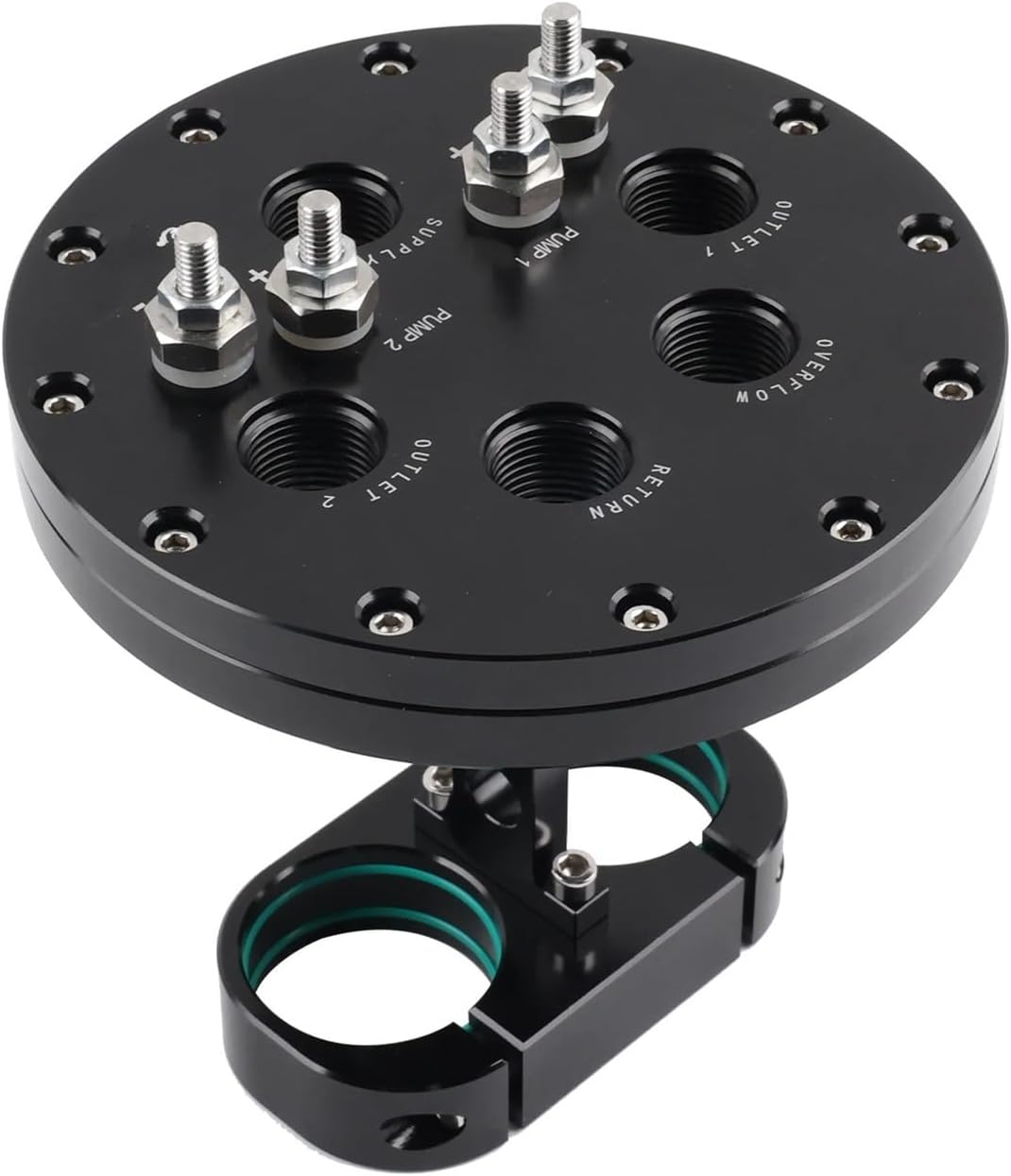 Fuel Pump Hanger Assembly Twin Fuel Pump Bracket 39mm Suits Single Dual Replacement Compatible for Walbro 39mm-40mm Pumps Aluminum Black