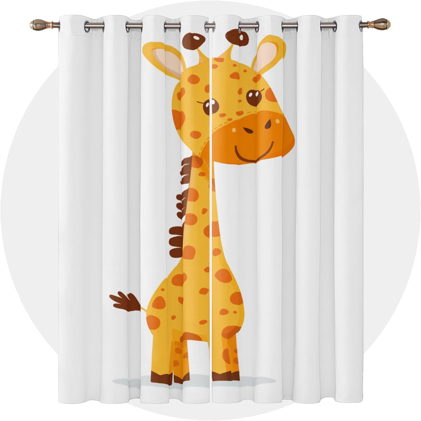 Giraffe Curtains 63 Inch Length - Safari Cute Cartoon Animal Kids Nursery Patterned Blackout Curtains for Living Room Bedroom, Room Darkening Grommet Drapes Window Treatments, 2 Panel Set
