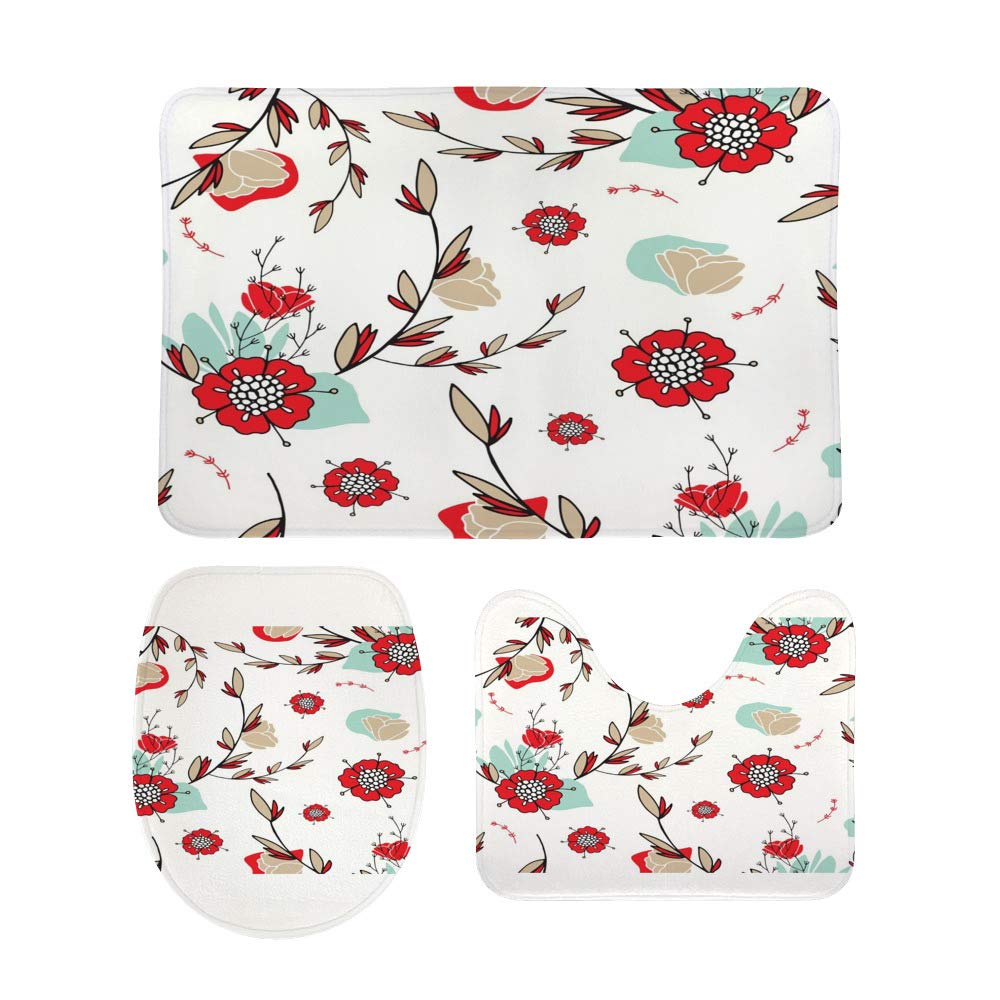 Tapis de bain antidérapant avec tapis contour en forme de U pour WC et cuvette