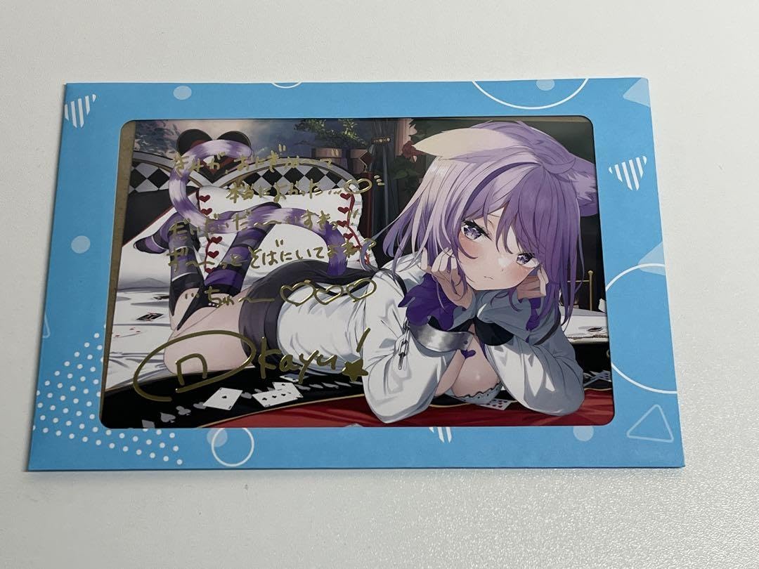 Amazon | 猫又おかゆ 箔押し複製サインメッセージ入りポストカード