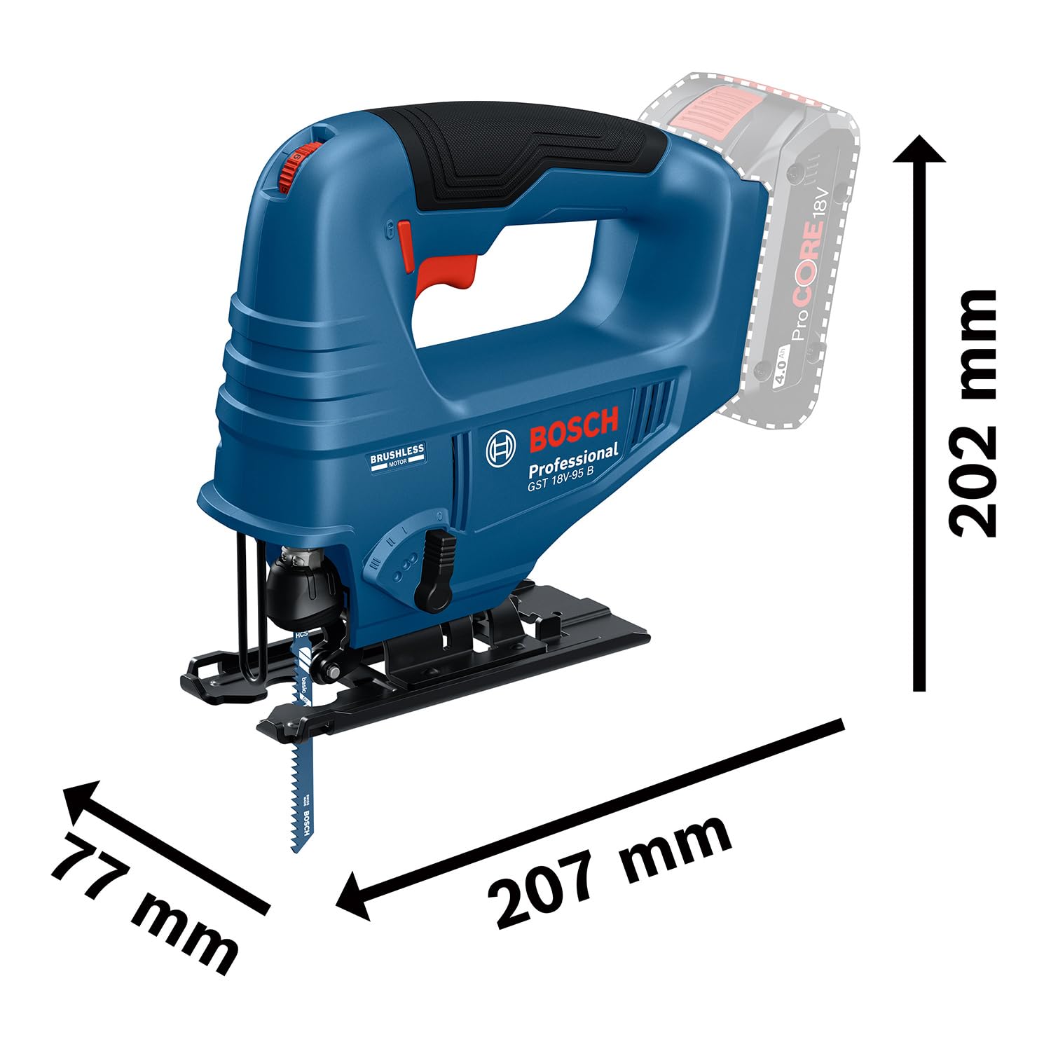 Bosch Professional 18V System sierra de calar a batería GST 18V-95 B (sin batería/cargador)