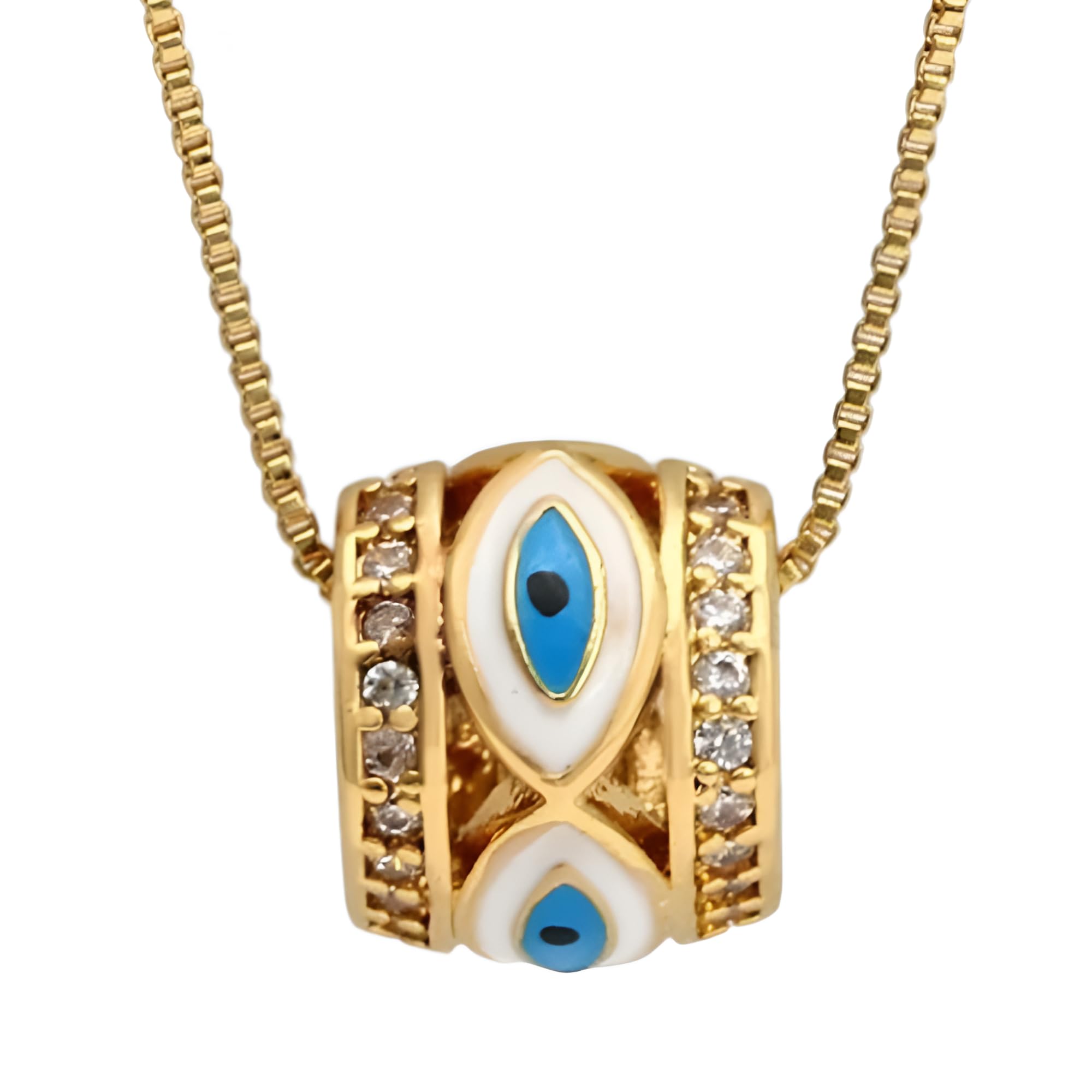 Collar con colgante de ojo malvado colorido de la suerte turca con aceite de goteo relleno de oro de 14 quilates para hombres y mujeres delicado