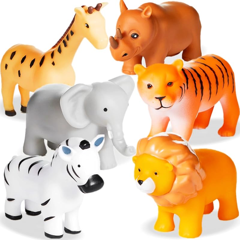 Bath Toys No Hole, for Infants 6-12& Toddlers 1-3, No Hole Bathtub Toys (Animal, 6 Pcs with Mesh Bag)