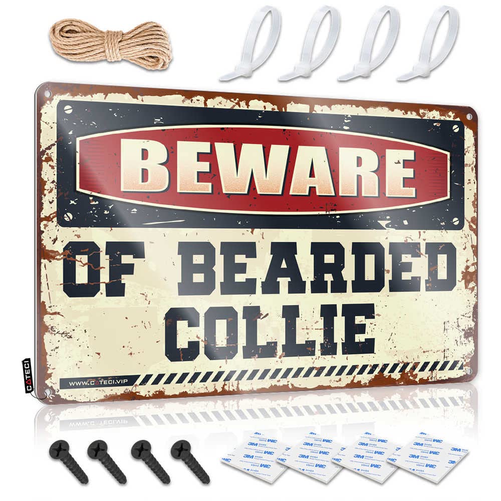 STWNVOITV Bar Rules Sign Beware Of Bearded Collie Sign Bar Mirrors For Man Cave In Home Bar Signs(30X40CM)
