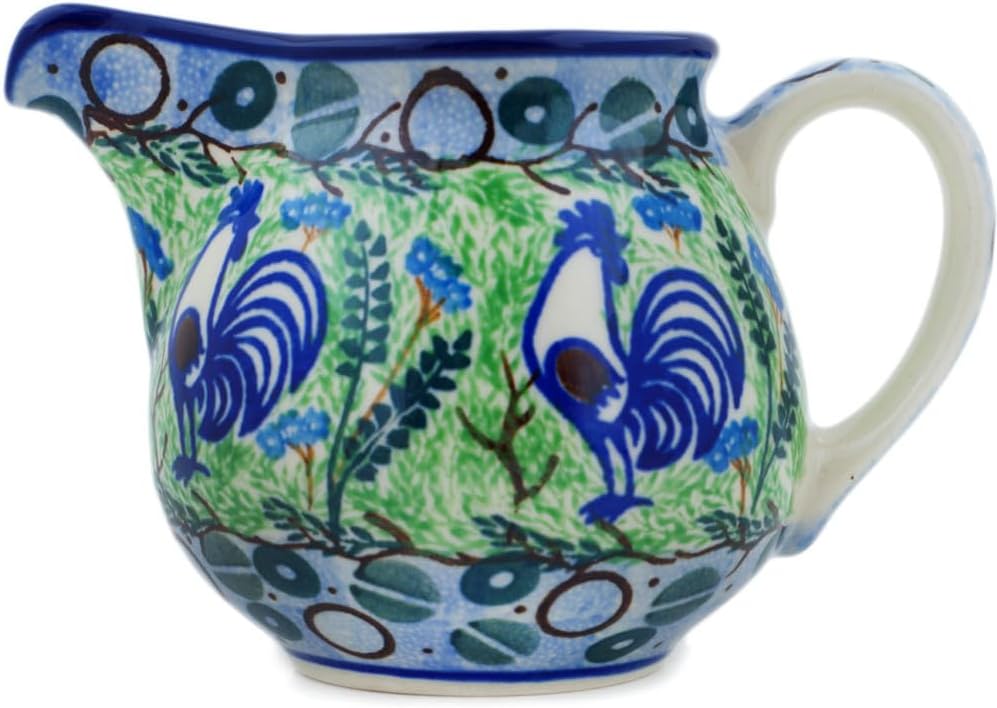 Polmedia Polish Pottery Creamer UNIKAT - Floral Puzzles Pattern Handmade in Boleslawiec Poland by Ceramika Artystyczna + Certificate of Authenticity