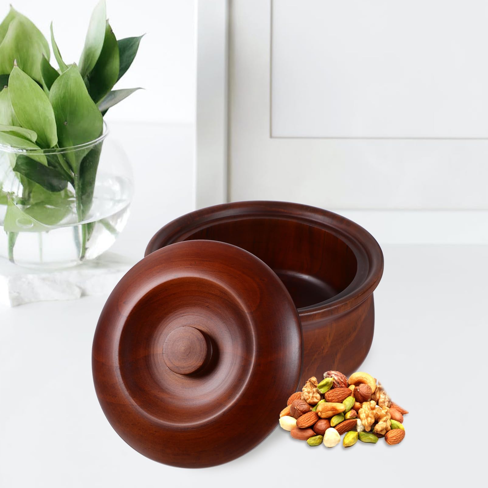 Snackschale mit Deckel für Dessert und Snack, Kaffeefarben