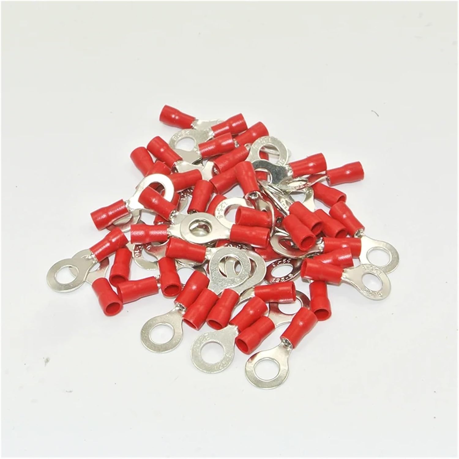1000 Crimp RV1.25-3.5 Wire Connector 22-18 Gauge AWG Vinyl Red #6 Ring Terminal Connector