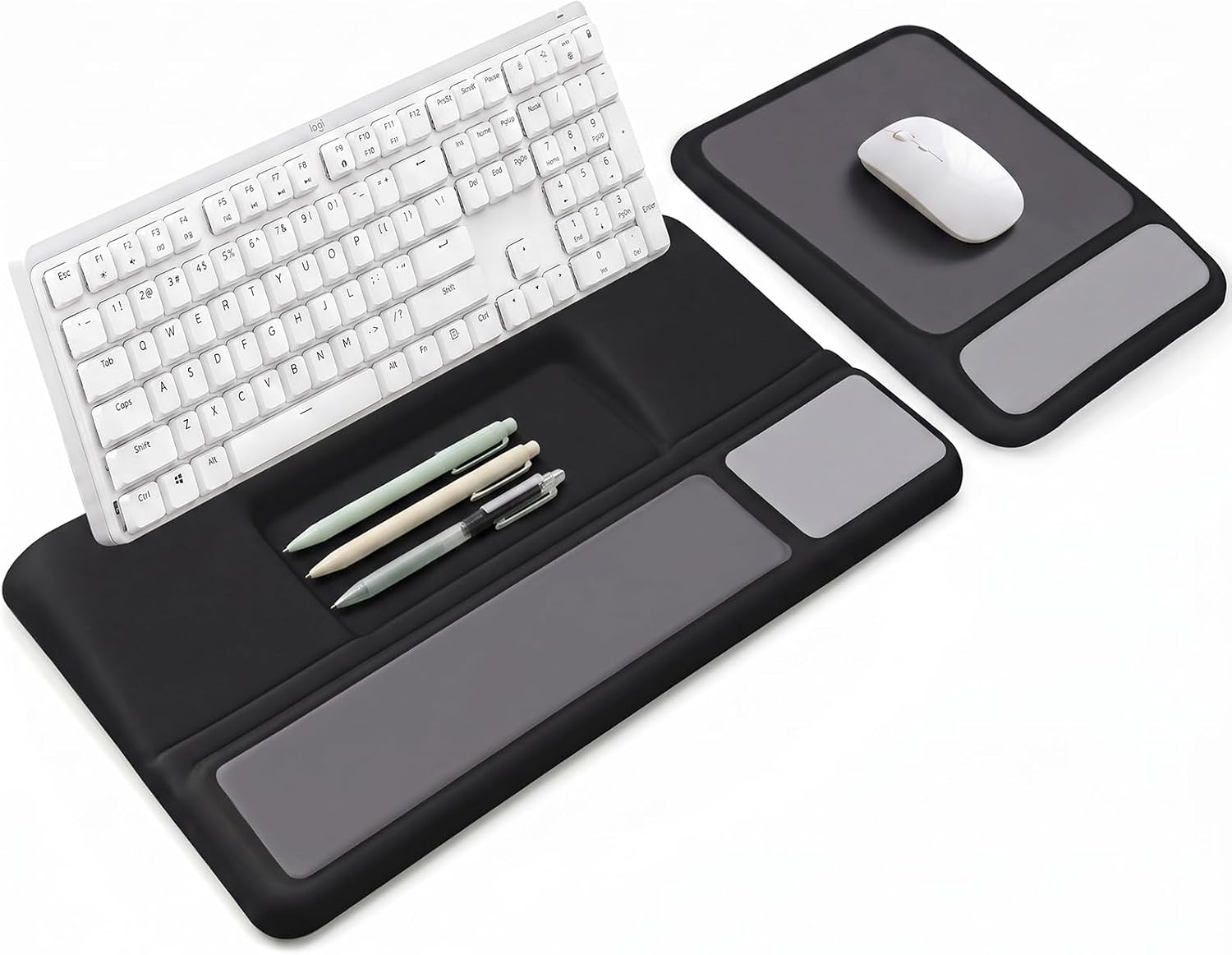 3-in-1 Ergonomic Keyboard Stand & Mouse Pad Set with Wrist Rest, Black