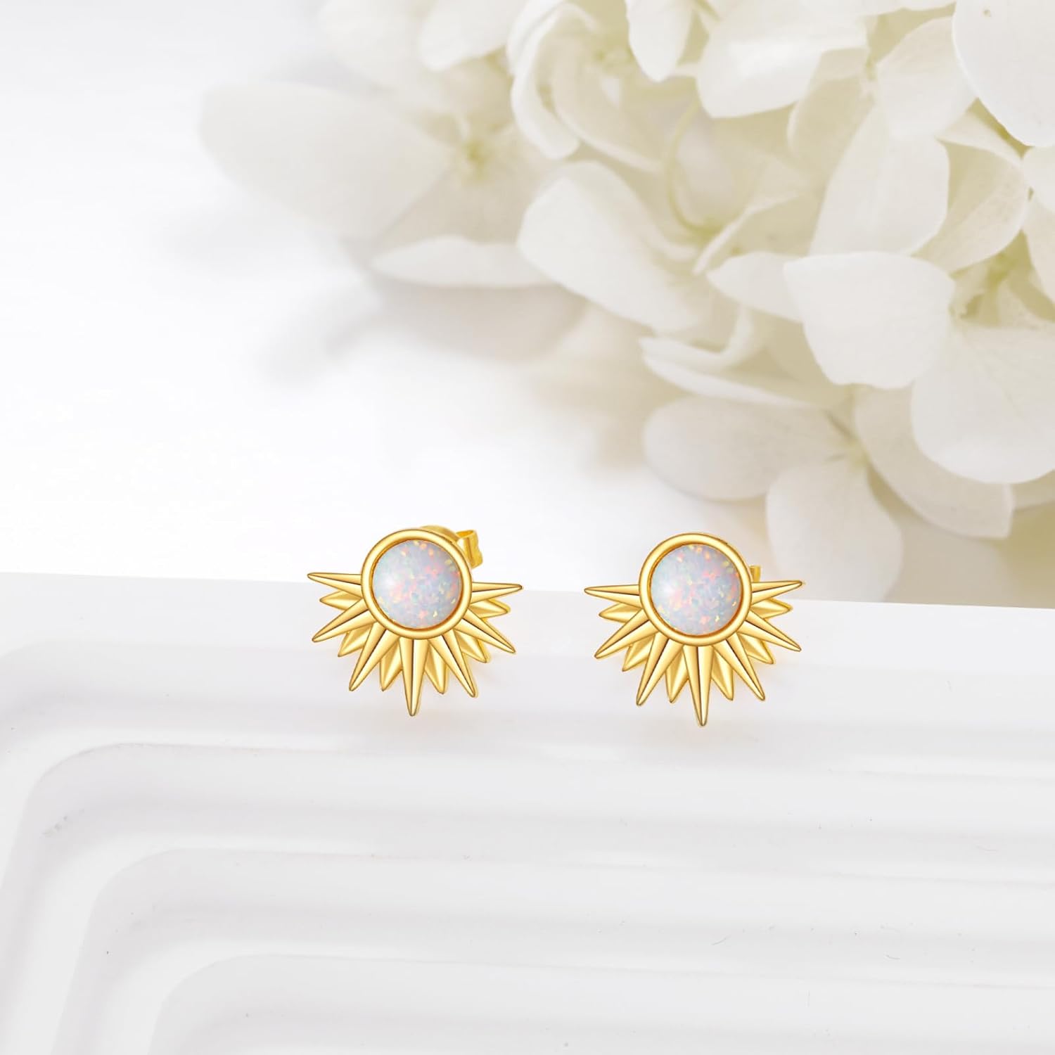 DOVRAN 14K Real Gold Moon and Star Earrings Solid Yellow Gold Crescent Moon Stud Dainty Jewelry Mother's Day Gifts for Women