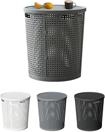Laundry Hamper, Large Capacity, Laundry Basket, with Lid, Round Laundry Hamper, Shopping Basket, Food Hamper, Laundry Hamper, Clothes Hamper, Toy Holder, Moving, Durable, Stylish, Portable, Organized,