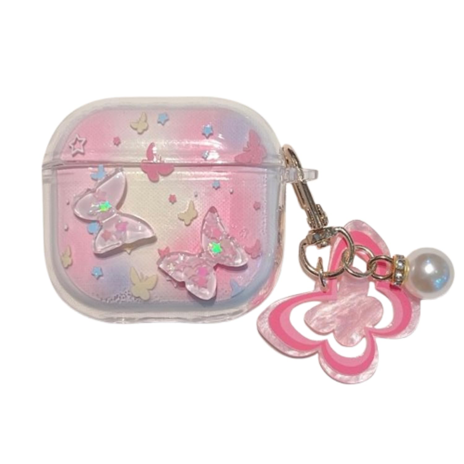 GCVXRUD for AirPods 4 Case, Cute Interesting Butterfly Flower Star for AirPods4 IMD Cover for Girls Women Shock Proof Protective (Pink Butterfly)