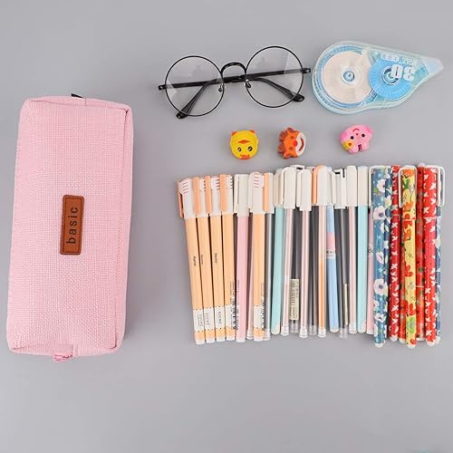 Vista 52 de iSuperb Estuche pequeño para lápices, lindo soporte para bolígrafo, organizador estético para niños, niñas, niños, estudiantes, suministros A-Negro