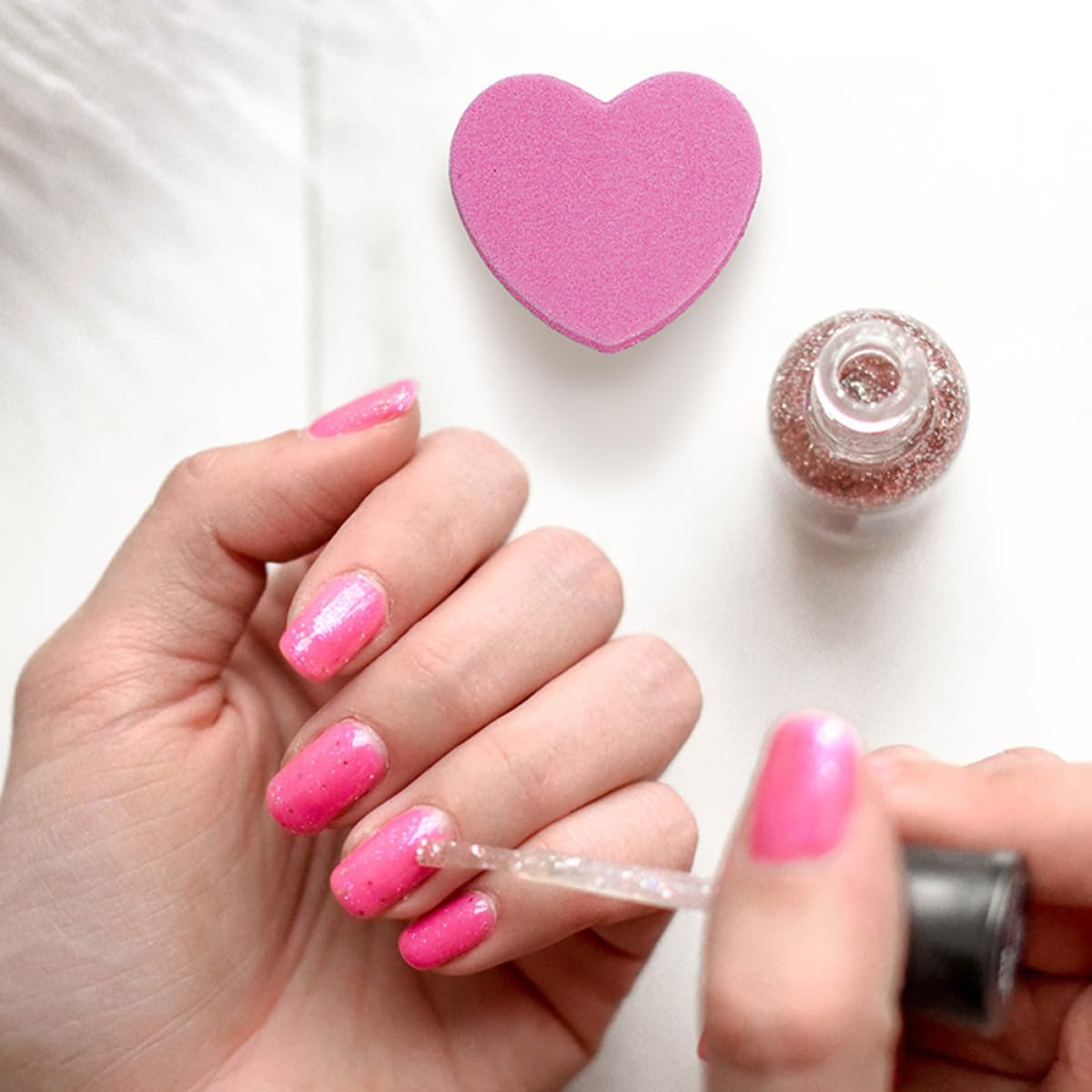 Lima de Uñas en Bloque de Esponja Rosa, 100 Piezas, Doble Cara