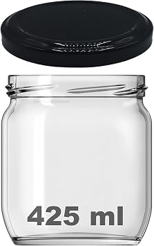 Afracam 10-1000 ml Different Sizes Jar (Between 10-1000) cc Canned Glass Jar with Metal Lid 6 Pieces (Transparent, 425 cc)