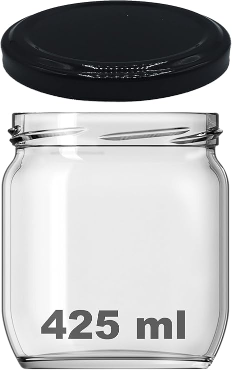 Afracam 10-1000 ml Different Sizes Jar (Between 10-1000) cc Canned Glass Jar with Metal Lid 6 Pieces (Transparent, 425 cc)