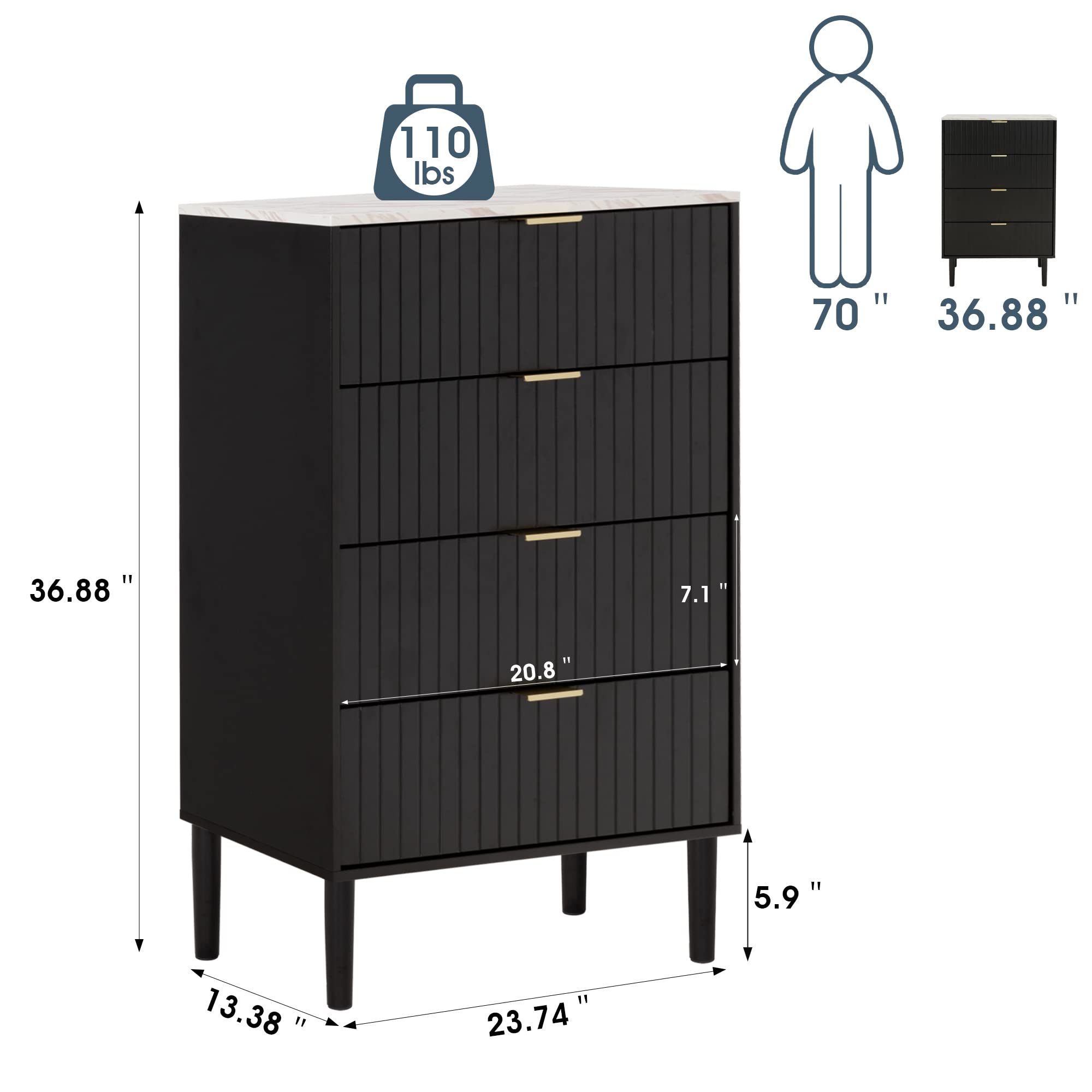black dresses for fall Benjara Yoh 47 Inch Tall 4 Drawer Dresser Chest with Marble Top, Metal  Knobs, Black