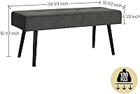 Vista 18 de Banco de entrada, banco beige para dormitorio, moderno extremo otomano de cama, bancos acolchados de pana para sala de estar, vestíbulo, vestíbulo