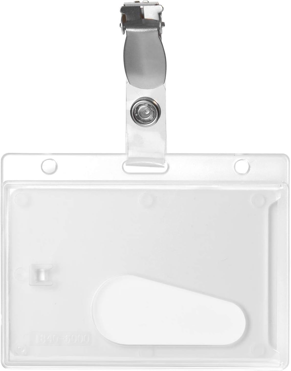 Karteo® Transparent ID Card Holder with Plastic Clip and Thumb Slide