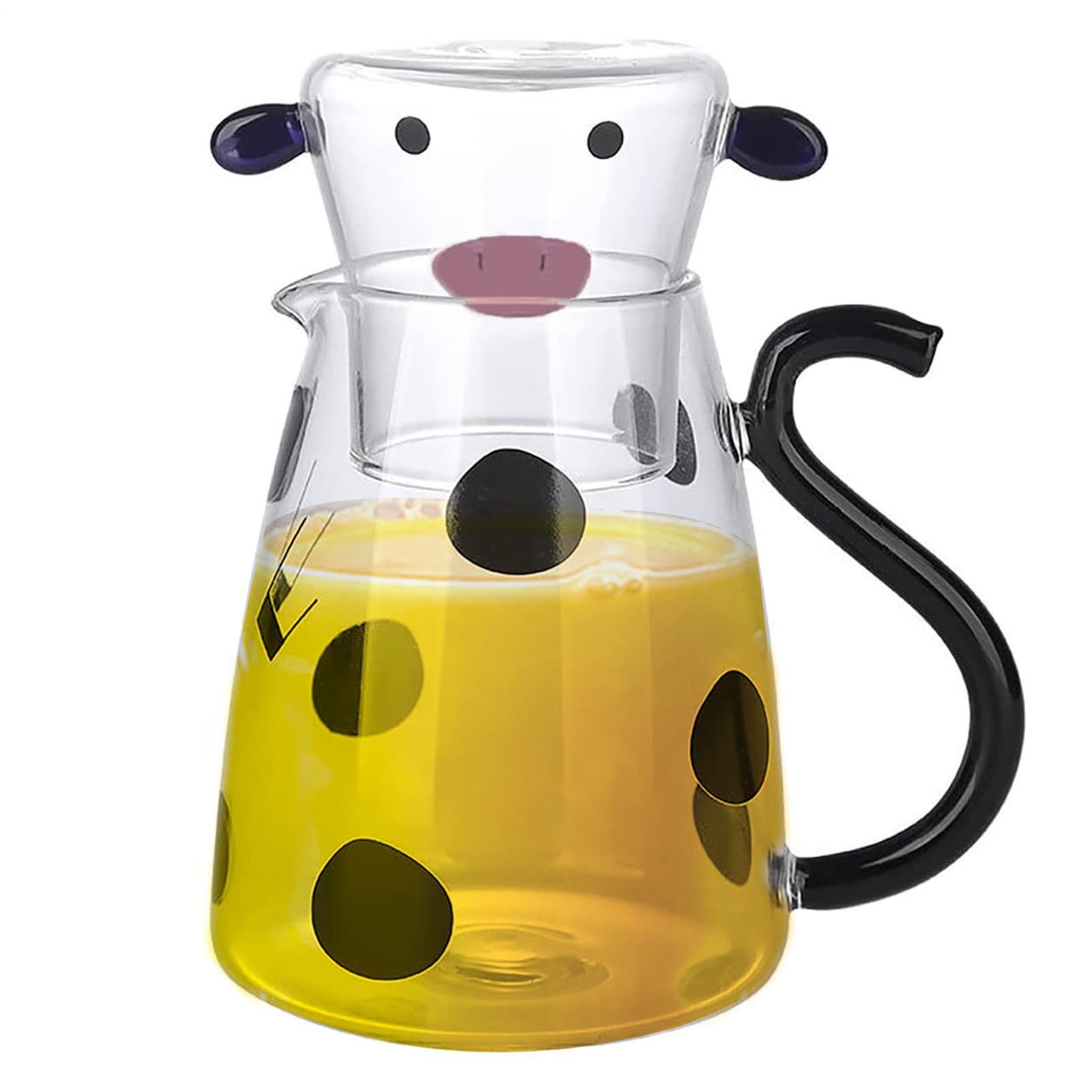 Generico Para el agua In Di - Jarra | En Transparente, Botella De Leche | Transparente De 1 Litro (1) Con Contenedor Para Bebidas A Juego, Decorativo Para Expositor De Mesa