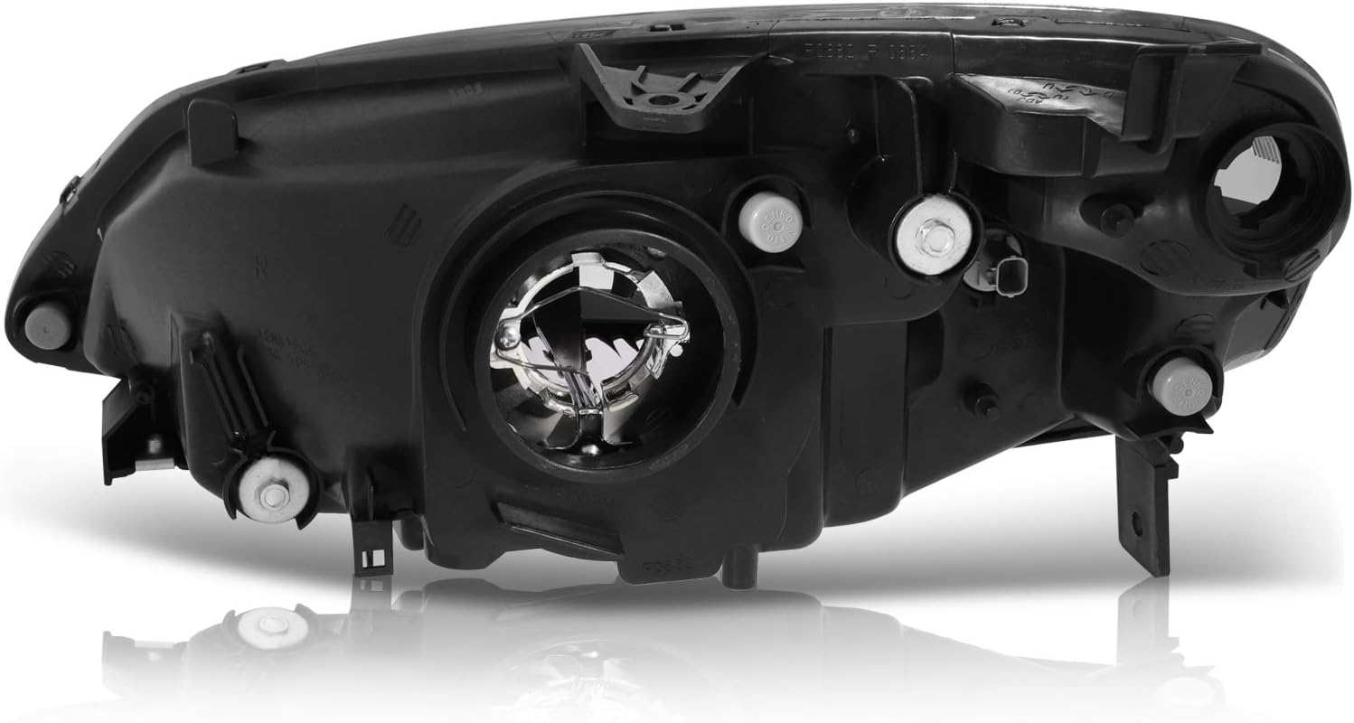 OCPTY Headlight Assembly Replacement For Honda Civic 2001-2003 Black Housing Clear Reflector Clear Lens Bulbs Not Included Pair