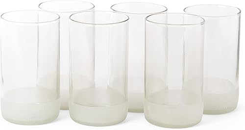Miniatura 7 de IWAS Upcycled - Vasos altos transparentes para beber | 12 onzas | Juego de 6 vasos de agua y cóctel sostenibles para el hogar | Respetuosos con el
